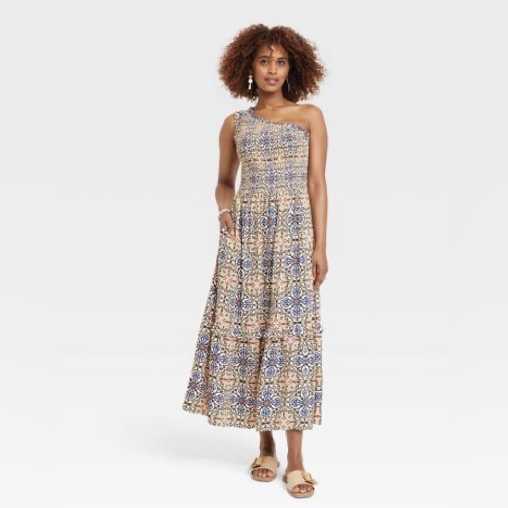 NWT Women's Sleeveless One Shoulder A-Line Maxi Dress - Knox Rose